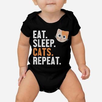 Eat Sleep Cats Repeat Cat Daddy Cat Mom Cat Lovers Funny Cat Baby Onesie | Crazezy CA