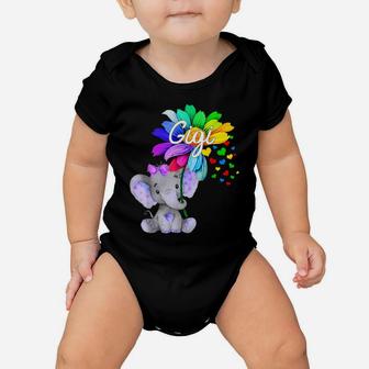 Elephant Gigi Flower Cute Mother's Day T Shirt Baby Onesie | Crazezy