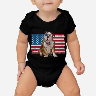 English Bulldog Dad Usa American Flag Dog Lover Owner Funny Baby Onesie | Crazezy AU