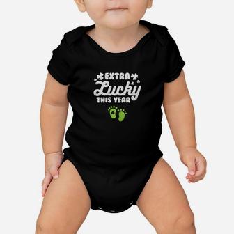 Extra Lucky St Patricks Day Pregnancy Announcement Mom Baby Onesie - Monsterry