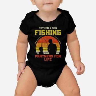 Father Son Fishing Partners For Life Retro Matching Dad Gift Baby Onesie | Crazezy UK