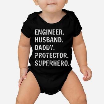 Fathers Day Gift Engineer Husband Daddy Protector Superhero Baby Onesie | Crazezy