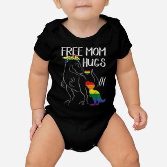 Free Mom Hugs Lgbt Pride Mama Dinosaur Rex Gift Baby Onesie | Crazezy AU