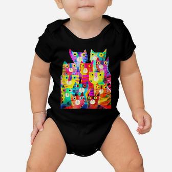 Funny Colorful Cats Shirt For Cat Lovers- Mother's Day Gift Baby Onesie | Crazezy UK