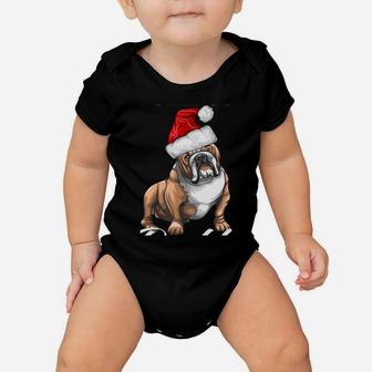 Funny English Bulldog Daddy Christmas Hat Gift Men Baby Onesie | Crazezy
