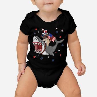 Funny Pug Shark 4Th Of July Dog Mom Dad Puppy Lover Baby Onesie | Crazezy UK