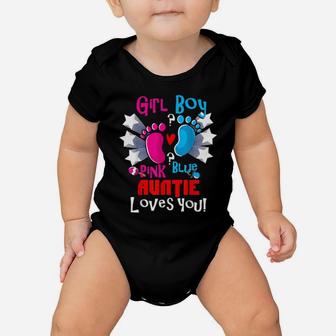 Girl Boy Pink Blue Auntie Loves You Gender Reveal Party Baby Onesie - Monsterry