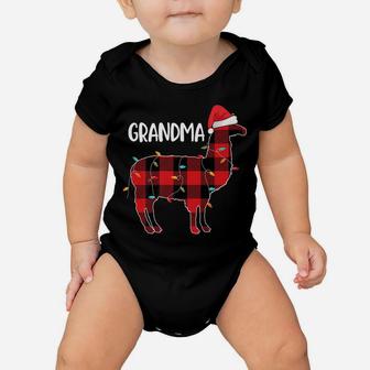 Grandma Llama Christmas Red Plaid Matching Family Pajama Baby Onesie | Crazezy