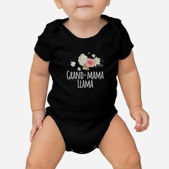 Grandmama Llama Funny Mom Gift Floral Baby Onesie | Crazezy AU