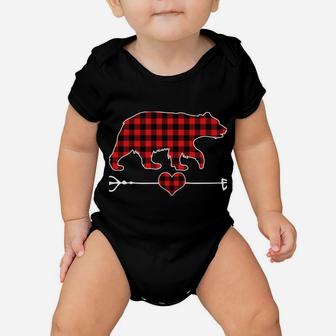 Grandpa Bear Christmas Pajama Red Plaid Buffalo Family Gift Baby Onesie | Crazezy DE