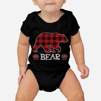 Grandpa Bear Christmas Pajama Red Plaid Buffalo Family Gift Sweatshirt Baby Onesie | Crazezy