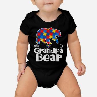 Grandpa Bear Puzzle Piece Autism Awareness Autistic Dad Baby Onesie - Monsterry