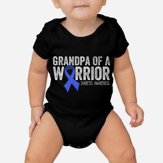 Grandpa Of A Warrior T1d Diabetic Blue Ribbon Support Gift Baby Onesie | Crazezy UK