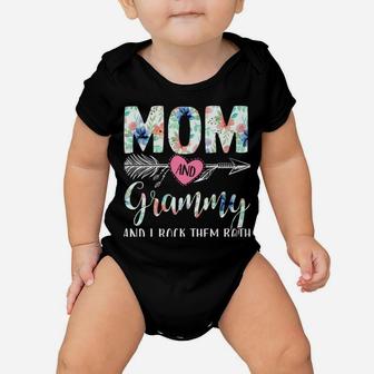 I Have Two Titles Mom And Grammy Floral Decor Flower Nana Sweatshirt Baby Onesie | Crazezy UK