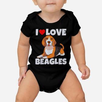 I Love Beagles Funny Cute Dog Dad Mom Beagle Lover Baby Onesie | Crazezy