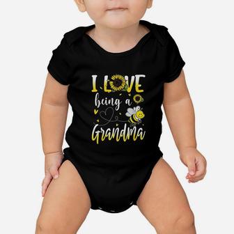 I Love Being A Grandma Sunflower And Bee Lover Baby Onesie | Crazezy