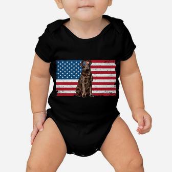 I Love My Chocolate Lab Labrador Dad Mom Usa American Flag Baby Onesie | Crazezy