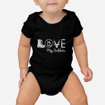 I Love My Soldier Proud Army Mother Wife Girlfriend Sister Baby Onesie | Crazezy