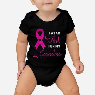 I Wear Pink For My Grandma Awareness Baby Onesie | Crazezy