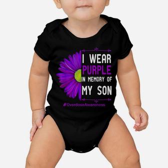 I Wear Purple Ribbon For My Son Overdose Awareness Dad Mom Baby Onesie | Crazezy DE