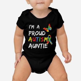 I'm A Proud Autism Auntie Awareness Puzzle Ribbon Aunt Baby Onesie | Crazezy AU