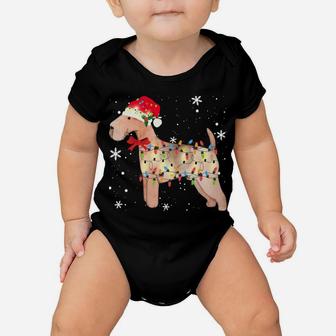 Lakeland Terrier Dog Christmas Light Xmas Mom Dad Gifts Sweatshirt Baby Onesie | Crazezy