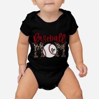 Leopard Baseball Mom Game Day Vibes T-Ball Mom Mother's Day Sweatshirt Baby Onesie | Crazezy CA
