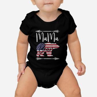 Mama Bear American Flag Baby Onesie | Crazezy AU