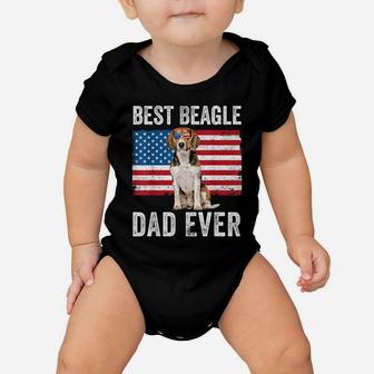 Mens Beagle Dad American Flag Dog Lover Owner Fathers Day Funny Baby Onesie | Crazezy AU