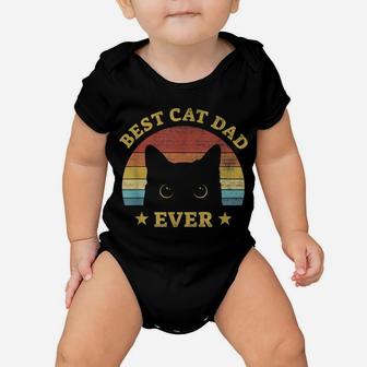 Mens Best Cat Dad Ever Vintage Retro Gift Idea For Cat Father Baby Onesie | Crazezy