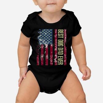 Mens Best Dog Dad Ever Gift Shirt American Flag Father's Day Gift Baby Onesie | Crazezy