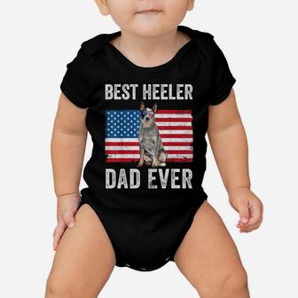 Mens Blue Heeler Dad Australian Cattle Dog Lover American Flag Baby Onesie | Crazezy