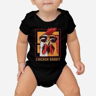 Mens Chicken Daddy Vintage Poultry Farmer Rooster Wearing Shades Baby Onesie | Crazezy DE
