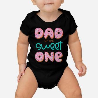 Mens Dad Of Sweet One First Birthday Matching Family Donut Theme Baby Onesie | Crazezy