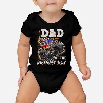 Mens Dad Of The Birthday Boy Monster Truck Birthday Novelty Gift Baby Onesie | Crazezy