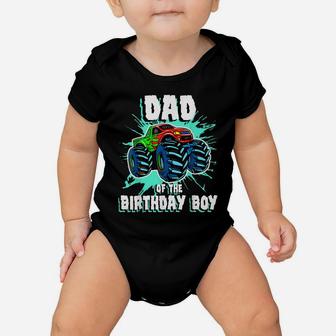 Mens Dad Of The Birthday Boy Monster Truck Birthday Party Baby Onesie | Crazezy
