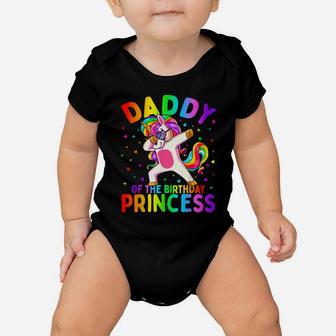 Mens Daddy Of The Birthday Princess Girl Dabbing Unicorn Dad Baby Onesie | Crazezy