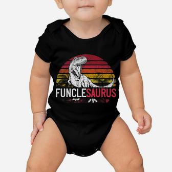 Mens Funcle Saurus Father's Day Funclesaurus Uncle T Rex Dinosaur Baby Onesie | Crazezy CA