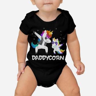 Mens Funny Dabbing Daddycorn Unicorn Dad & Daughter Father's Day Baby Onesie | Crazezy DE