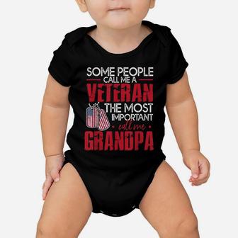 Mens Funny Veteran Shirt Most Important Call Me Grandpa Baby Onesie | Crazezy