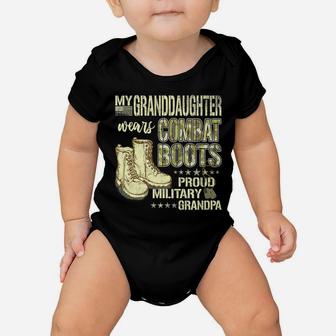 Mens My Granddaughter Wears Combat Boots - Proud Military Grandpa Baby Onesie | Crazezy