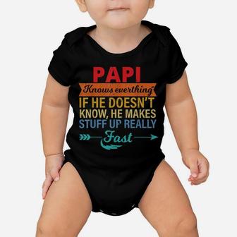 Mens Papi Knows Everything Grandpa Father's Day From Daughter Baby Onesie | Crazezy DE