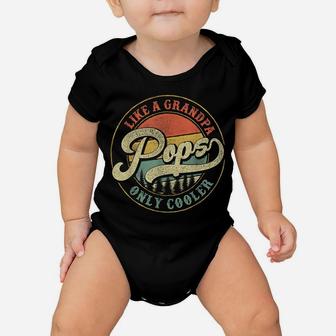 Mens Pops Like A Grandpa Only Cooler Vintage Retro Pops Dad Baby Onesie | Crazezy DE