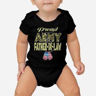 Mens Proud Army Father-In-Law Us Flag Dog Tag Military Dad Gift Baby Onesie | Crazezy AU