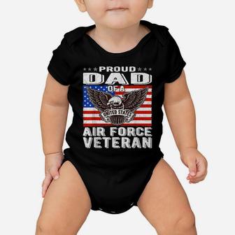 Mens Proud Dad Of Us Air Force Veteran Patriotic Military Father Baby Onesie | Crazezy CA