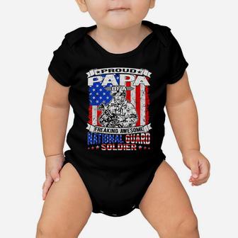 Mens Proud Papa Of A National Guard Soldier Army Grandfather Gift Baby Onesie | Crazezy CA