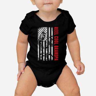 Mens Reel Cool Grandpa Fishing Shirt Patriotic American Flag Usa Baby Onesie | Crazezy