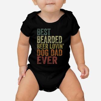 Mens Vintage Best Bearded Beer Lovin Dog Dad Pet Lover Owner Baby Onesie | Crazezy UK