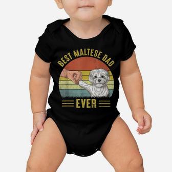 Mens Vintage Best Maltese Dog Dad Ever Fist Bump Funny Dog Lover Baby Onesie | Crazezy