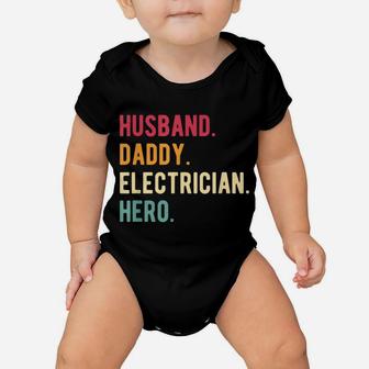 Mens Vintage Husband Daddy Electrician Hero Fathers Day Gift Baby Onesie | Crazezy DE